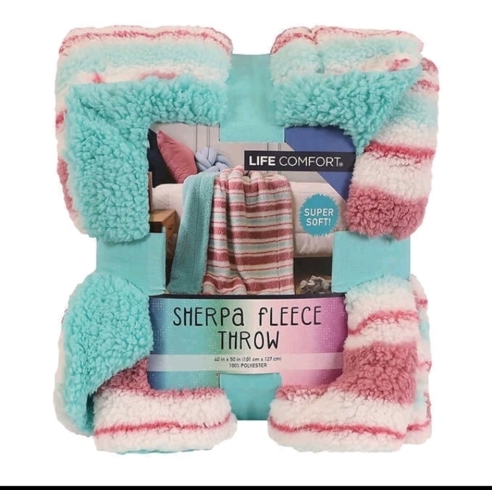 Life Comfort Kids Ultimate Sherpa Fleece Throw (PINK 50” x 40”) Super Soft